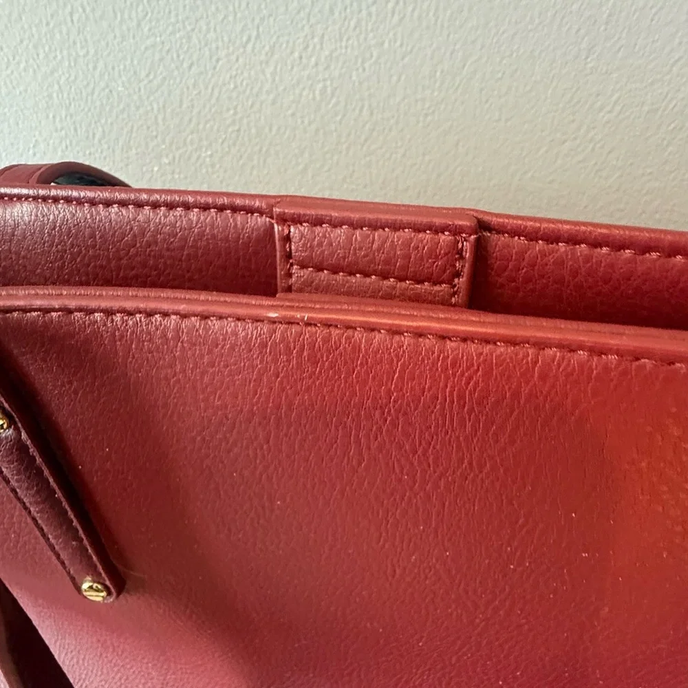 INC Leather Tote and Crossbody Set in Burgundy and Black - Picture 3 of 8